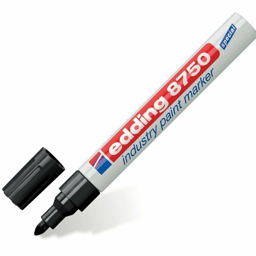 Маркер-краска лаковый (paint marker) EDDING 8750, черный, 2-4 мм, круглый наконечник, алюминиевый корпус