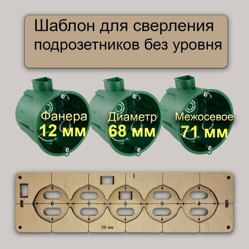 Шаблон для подрозетников 68 мм (5 подр) без уровня