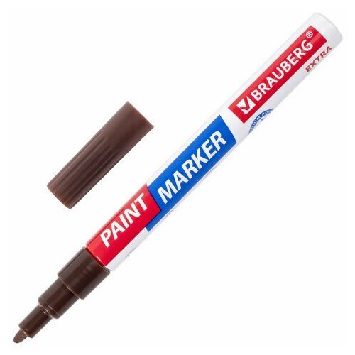 Маркер-краска лаковый EXTRA (paint marker) 2 мм, коричневый, усиленная нитро-основа, BRAUBERG, 151975, 3 штуки