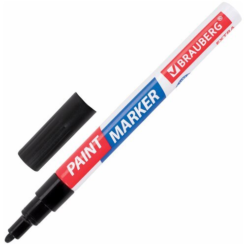 Маркер-краска лаковый EXTRA (paint marker) 2 мм, черный, усиленная нитро-основа, BRAUBERG, 151968 В комплекте: 12шт.